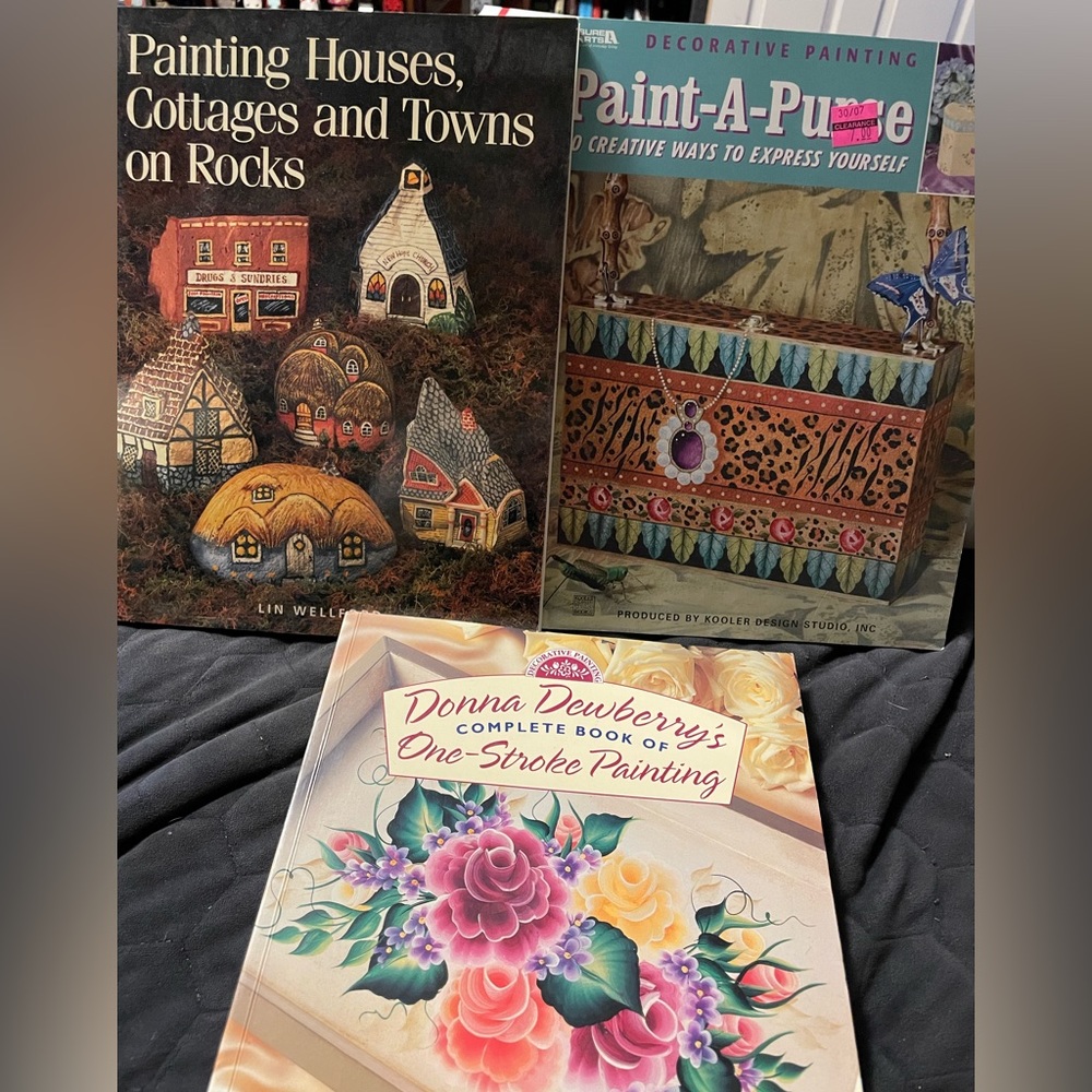 Lot of 4 Painting Craft Books Purses Rocks +